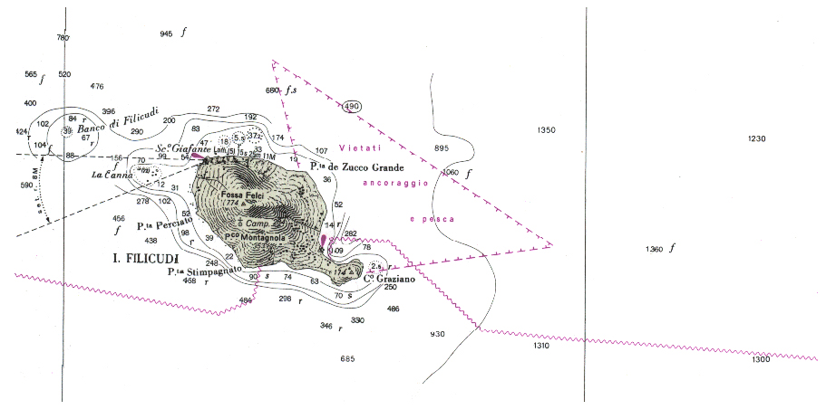 FILICUDI EOLIE EOLIAN ISLA MEDITERRANEO MAPA NAUTICO EN PAUKF