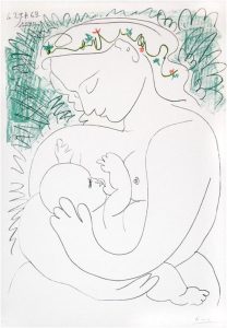 maternidad motherhood amamantar breastfeeding picasso litografia art arte
